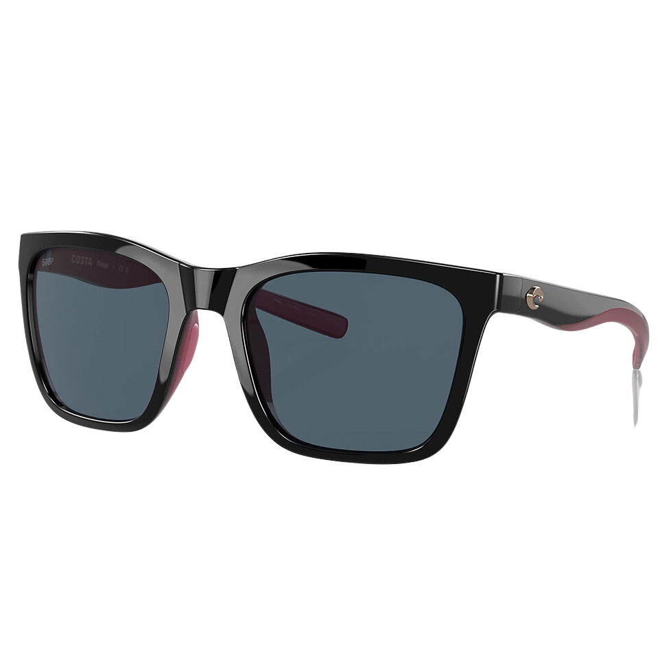 Costa Panga Sunglasses Polarized in Shiny Black Crystal Fuchsia with Grey 580P